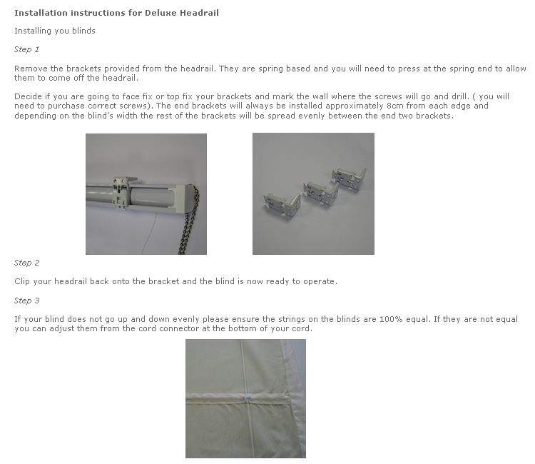 Installation Instructions for Roman Blinds